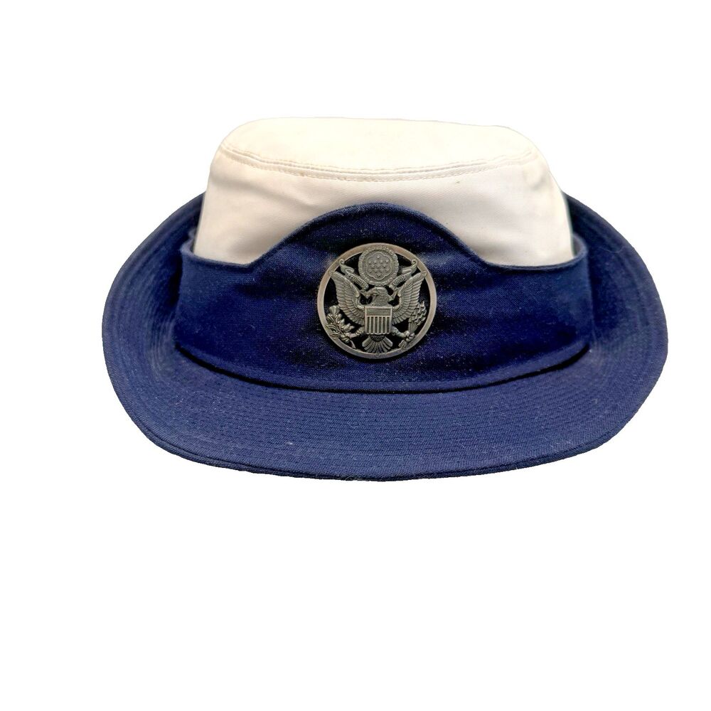US Navy Womens Dress Uniform White Combination Cap Hat Size 22 1/2 EUC